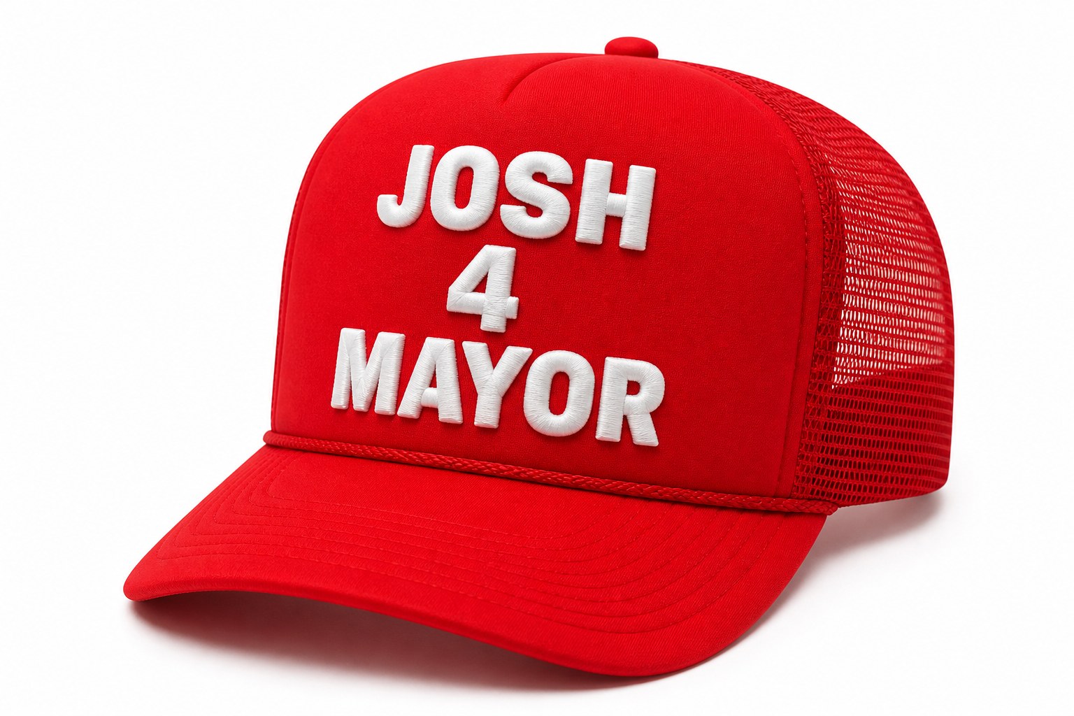 Red JOSH 4 MAYOR trucker hat