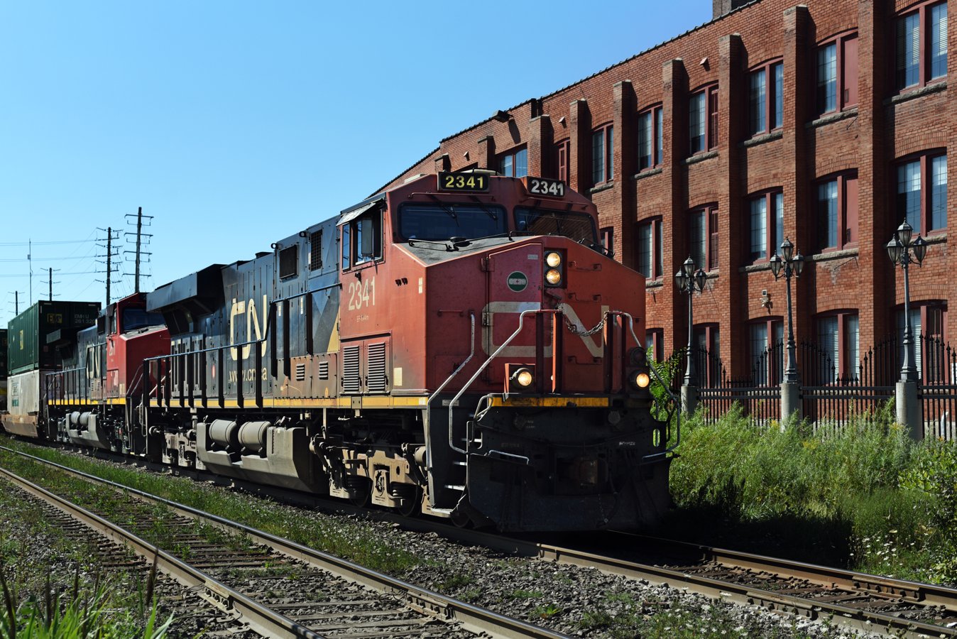 CN freight train in Brampton, Ontario